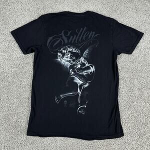 Sullen Art Collective Shirt Mens Medium Black Gray Cherub Short Sleeve *